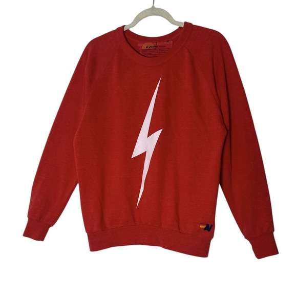 Aviator Nation Bolt Graphic Crew Sweatshirt Red‎ Womens Small - Picture 3 of 11